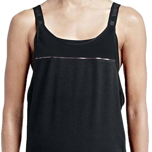 Nike Women's Black Dri-FIT Woven 2-in-1 Training Sports Tank Top Size XL - Picture 1 of 10